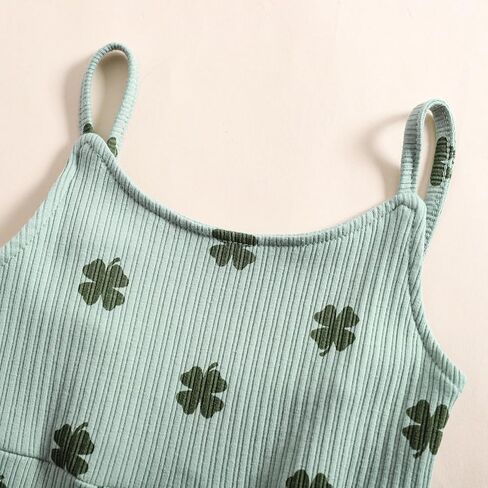 Toddler Baby Girls Bell-Bottoms Jumpsuit Ribbed Sleeveless Spaghetti Straps Romper Heart Valentines Outfit in Kuwait