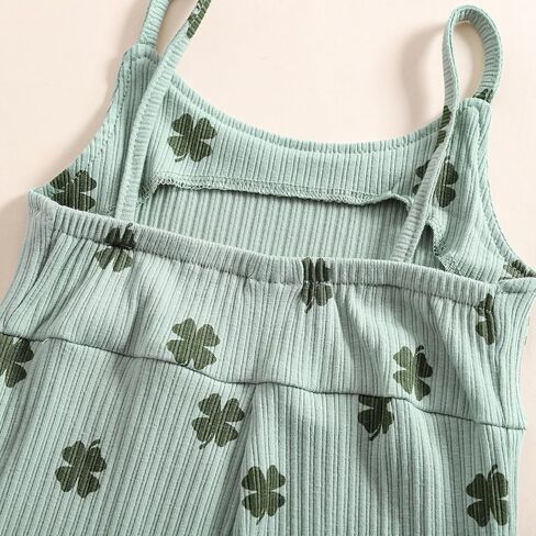 Toddler Baby Girls Bell-Bottoms Jumpsuit Ribbed Sleeveless Spaghetti Straps Romper Heart Valentines Outfit in Kuwait