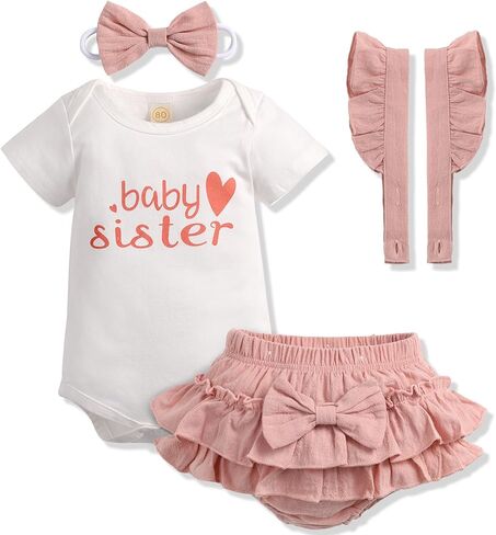 Newborn Infant Baby Girl Clothes Romper Shorts Set Suspender Summer Outfits Cute Baby Clothes Girl in Kuwait