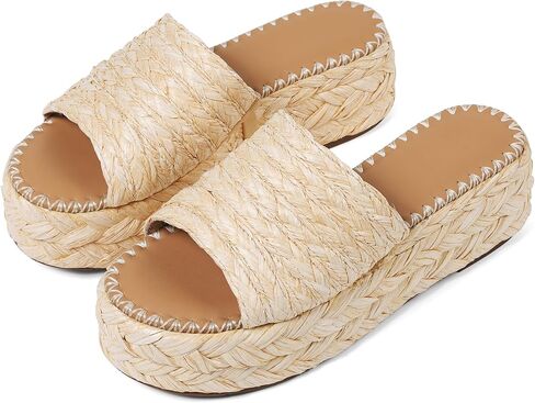 VOMIRA Platform Sandals Women Espadrille Wedge Sandals for Women Open Toe Slip On Flatform Rafiia Slide Sandals Summer Beach Sandals Bohemia Dressy Sandals in Kuwait