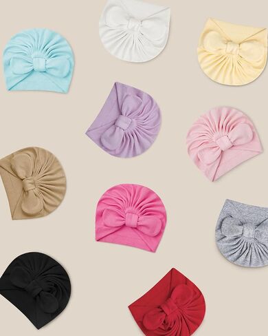 Century Star Newborn Hat for Baby Girls Infant Toddler Soft Hospital Hats Beanie Baby Turbans Head Wrap with Bow Cap in Saudi Arabia