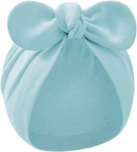 Century Star Newborn Hat for Baby Girls Infant Toddler Soft Hospital Hats Beanie Baby Turbans Head Wrap with Bow Cap in Saudi Arabia