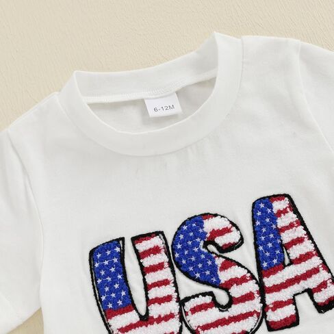 allshope طفلة طفلة الرابع من يوليو ملابس قصيرة الأكمام تي شيرت قمم تول تنانير مجموعة الملابس الصيفية 6 12 18 24 شهر in Kuwait