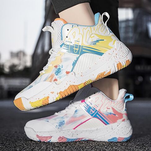 Women Men Basketball Shoes Fashion Running Sneakers Colorful Painting High Rebound Non-Slip Sport Shoes in Kuwait