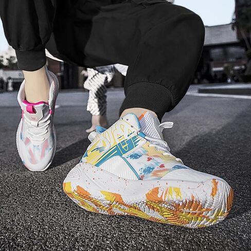 Women Men Basketball Shoes Fashion Running Sneakers Colorful Painting High Rebound Non-Slip Sport Shoes in Kuwait