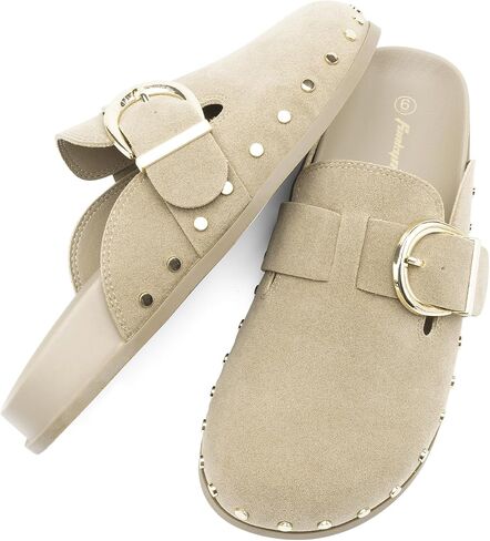 FUNKYMONKEY Women‘s Suede Rivet Mules Slip On Comfort Potato Shoes Suitable for Indoor and Outdoor in Saudi Arabia