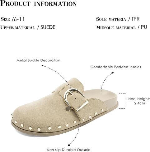 FUNKYMONKEY Women‘s Suede Rivet Mules Slip On Comfort Potato Shoes Suitable for Indoor and Outdoor in Saudi Arabia