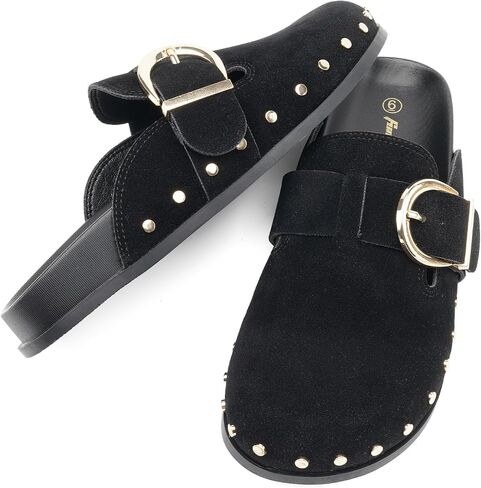 FUNKYMONKEY Women‘s Suede Rivet Mules Slip On Comfort Potato Shoes Suitable for Indoor and Outdoor in Saudi Arabia