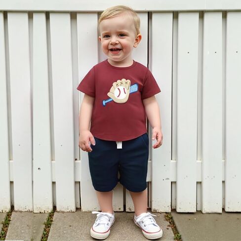 Toddler Baby Boy Summer Outfit Football Print Top with Elastic Shorts Two Piece Infant Boy Football Clothes Set in Kuwait