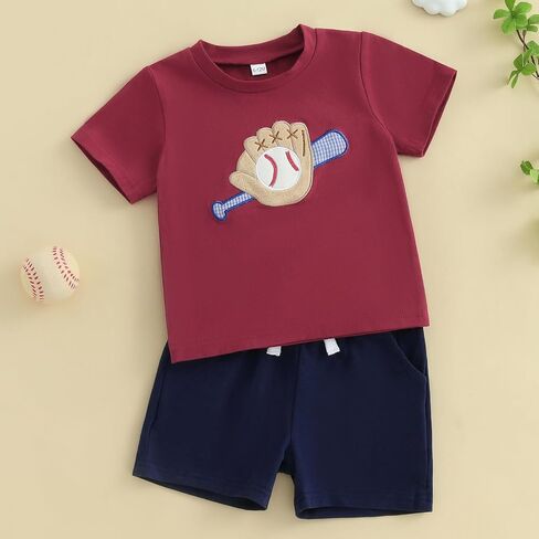 Toddler Baby Boy Summer Outfit Football Print Top with Elastic Shorts Two Piece Infant Boy Football Clothes Set in Kuwait