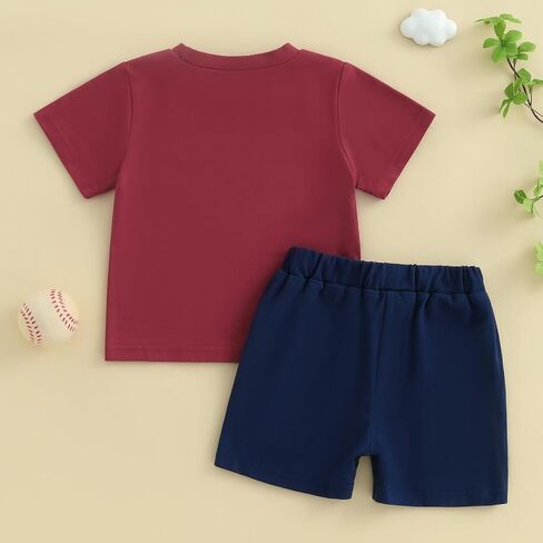 Toddler Baby Boy Summer Outfit Football Print Top with Elastic Shorts Two Piece Infant Boy Football Clothes Set in Kuwait