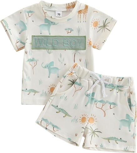 Toddler Baby Boy Summer Outfit Football Print Top with Elastic Shorts Two Piece Infant Boy Football Clothes Set in Kuwait