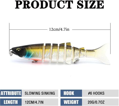 Fishing Lures for Freshwater and Saltwater, Lifelike Swimbait for Bass Trout Crappie, Slow Sinking Bass Fishing Lure, Amazing Fishing Gifts for Men, Must-Have for Family Fishing Gear in Saudi Arabia