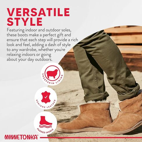 Minnetonka Men's Sheepskin Ankle Boot in Kuwait