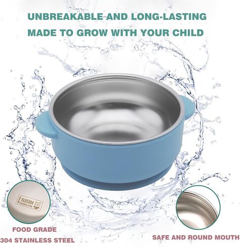 4 Pack 304 Stainless Steel Baby Bowls with Suction & Removable Non-Slip Silicone Shell, Anti-Scald Snack Bowls for Toddlers & Kids Feeding – BPA-Free, Easy to Clean (4 Colors) in Saudi Arabia