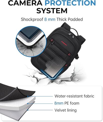 BAGSMART Camera Bag, DSLR SLR Small Camera Backpack Fits 13 Inch Laptop, Photography Backpacks with Rain Cover & Tripod HoldeR in Saudi Arabia