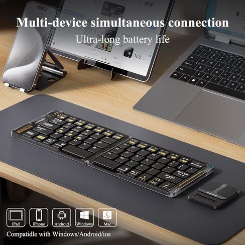 Ultra-Thin Folding Wireless Keyboard,Silver Square Mouse in Saudi Arabia