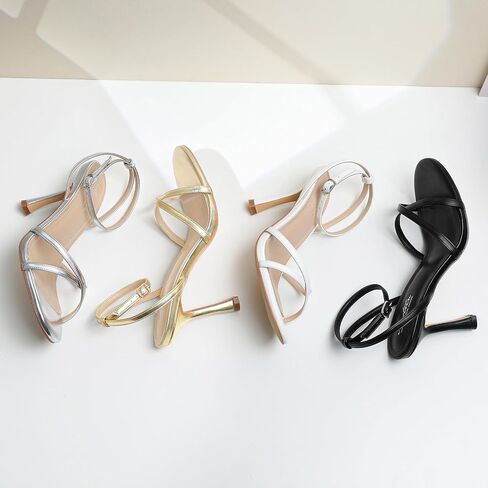 Mostrin Strappy Heels for Women Lace Up Ankle Strap Round Open Toe Stiletto High Heels Women's Heeled Sandals for Prom, Party, Daily in Kuwait