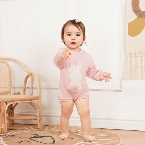 Baby Girl Boy Crewneck Sweatshirt Bubble Romper Long Sleeve Shirt Onesie My First Easter Outfit Spring Fall Clothes in Kuwait