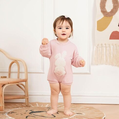 Baby Girl Boy Crewneck Sweatshirt Bubble Romper Long Sleeve Shirt Onesie My First Easter Outfit Spring Fall Clothes in Kuwait