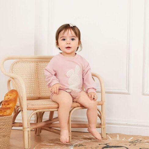 Baby Girl Boy Crewneck Sweatshirt Bubble Romper Long Sleeve Shirt Onesie My First Easter Outfit Spring Fall Clothes in Kuwait