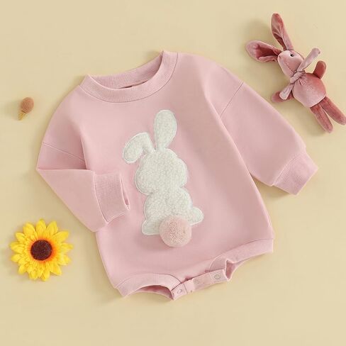 Baby Girl Boy Crewneck Sweatshirt Bubble Romper Long Sleeve Shirt Onesie My First Easter Outfit Spring Fall Clothes in Kuwait