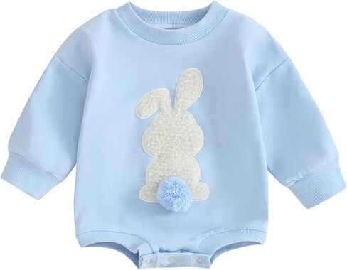 Baby Girl Boy Crewneck Sweatshirt Bubble Romper Long Sleeve Shirt Onesie My First Easter Outfit Spring Fall Clothes in Kuwait