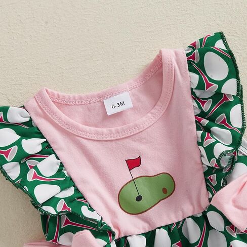 Newborn Infant Baby Girl Golf Outfit Smocked Bubble Romper Ruffle Sleeveless Bow Bodysuit Cute Summer Clothes in Saudi Arabia