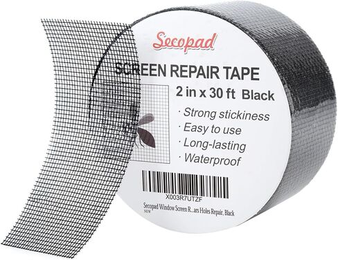 Black Window Screen Repair Tape, 2 in X 30 FT (360IN) Screen Repair Kit for Windows or Doors, Strong Adhesive Fiberglass Mesh Patch Tape in Kuwait