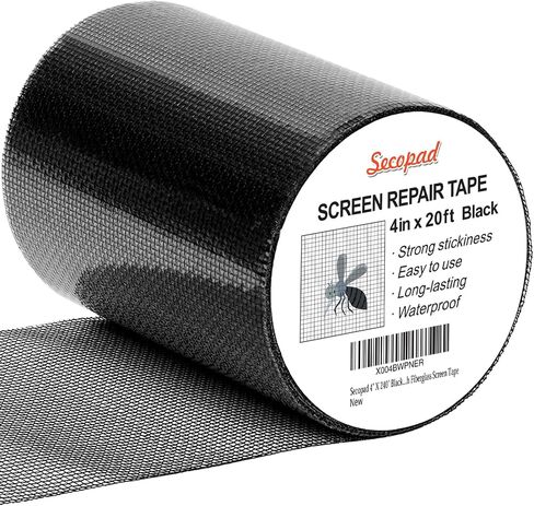 Black Window Screen Repair Tape, 2 in X 30 FT (360IN) Screen Repair Kit for Windows or Doors, Strong Adhesive Fiberglass Mesh Patch Tape in Kuwait
