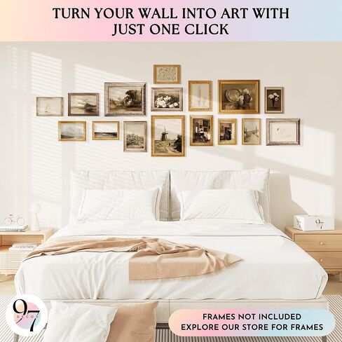 97 Decor Antique Wall Decor - 16 Pcs Vintage Wall Art Prints, Antique Pictures Landscape Painting, French Country Decor Botanical Posters, Moody Gallery Wall Pictures For Home Bedroom (unframed) in Saudi Arabia