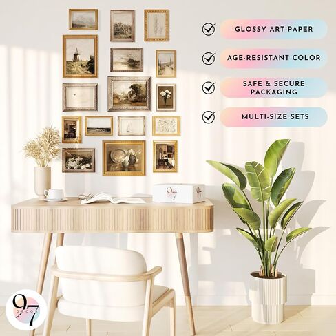 97 Decor Antique Wall Decor - 16 Pcs Vintage Wall Art Prints, Antique Pictures Landscape Painting, French Country Decor Botanical Posters, Moody Gallery Wall Pictures For Home Bedroom (unframed) in Saudi Arabia