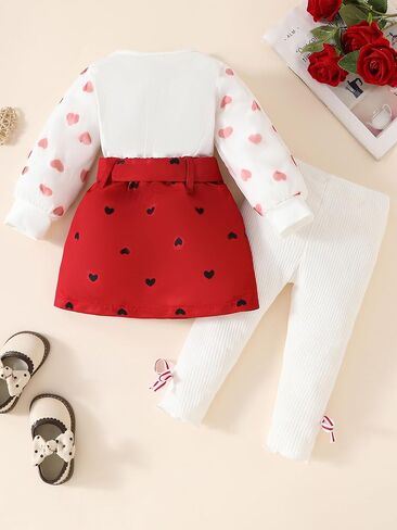 SUREPOCH 3pcs Baby Girl Clothes Outfits 12 18 24 Month 2T 3T 4T Girl Clothes Fall Winter Top Dress Pant Set in Kuwait