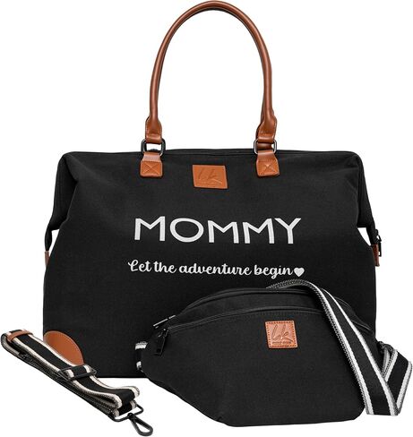 LK Mommy Bag For Hospital, Belt Bag & Shoulder Strap, Labor Delivery Baby Diaper Bag & Waist Bag, Large Capacity Travel Bag (BLACK) in Saudi Arabia