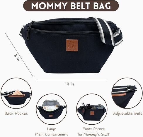 LK Mommy Bag For Hospital, Belt Bag & Shoulder Strap, Labor Delivery Baby Diaper Bag & Waist Bag, Large Capacity Travel Bag (BLACK) in Saudi Arabia