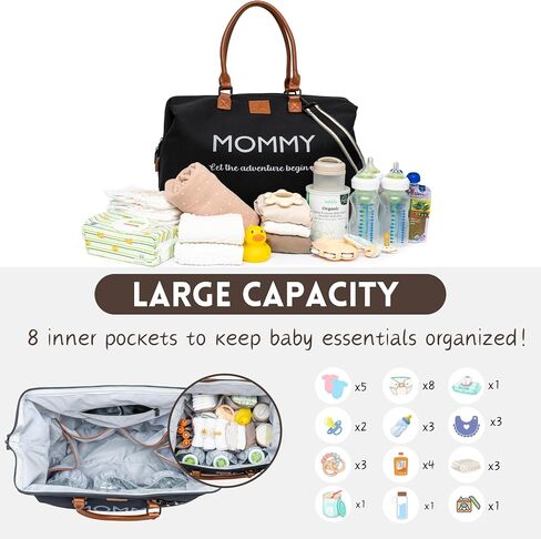 LK Mommy Bag For Hospital, Belt Bag & Shoulder Strap, Labor Delivery Baby Diaper Bag & Waist Bag, Large Capacity Travel Bag (BLACK) in Saudi Arabia