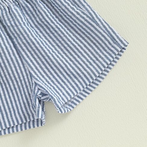 Toddler Baby Boy Summer Outfits Short Sleeve Fishing Boat T Shirt Tees Striped Shorts Set Infant Beach Clothes in Saudi Arabia