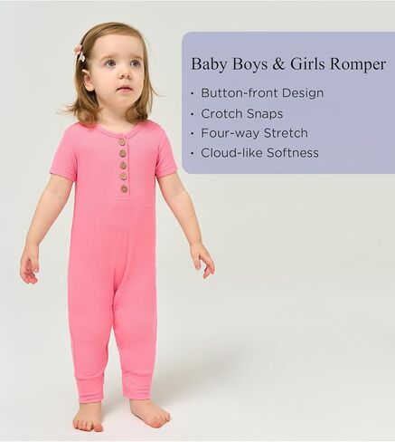 Baby Romper Boys and Girls Bamboo Viscose Short Sleeve Jumpsuit One Piece Footless Summer Outfit in Saudi Arabia