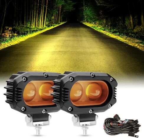 3 Inch LED Pod Light Bar, 48W 3840LM Square Side Shooter Offroad Driving Lights, Flood Combo Beam Work Lights with Wiring Harness, for Truck Pickup SUV ATV UTV Boat 2 Pack in Saudi Arabia