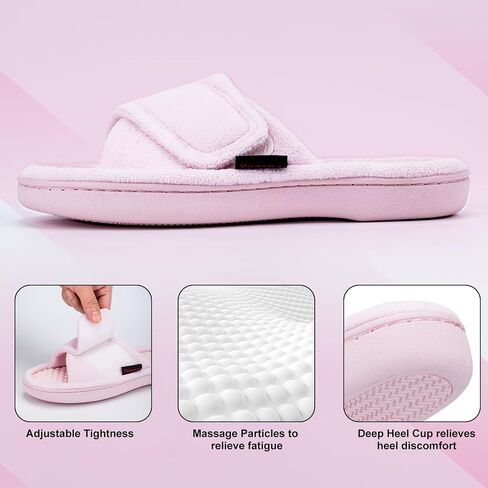 Women’s Orthotic Arch Support Slippers | Adjustable Hook-and-Loop Closure, Memory Foam, Foot Massage Beads, Non-Slip Rubber Sole | Plantar Fasciitis Relief | Indoor/Outdoor Comfort in Kuwait