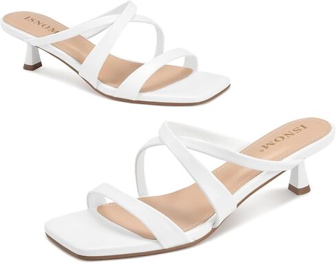 isnom strappy inchten heels للنساء ، والصنادل ذات الكعب مع إصبع القدم المفتوح مربع وتصميم زلة ، وعصرية ومثيرة in Kuwait