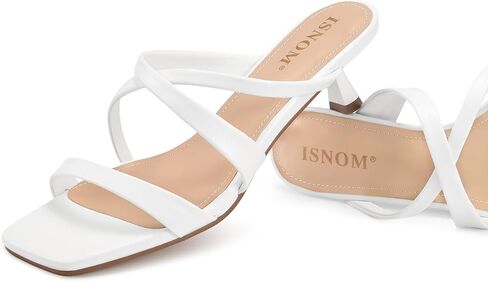 isnom strappy inchten heels للنساء ، والصنادل ذات الكعب مع إصبع القدم المفتوح مربع وتصميم زلة ، وعصرية ومثيرة in Kuwait