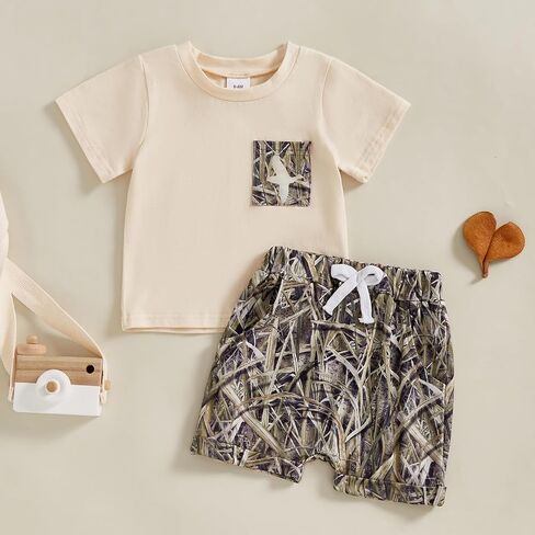 Toddler Baby Boy Hunting Outfits Duck Jungle Camo Short Sleeve T Shirt Shorts Set Casual Summer Clothes 2Pcs in Saudi Arabia