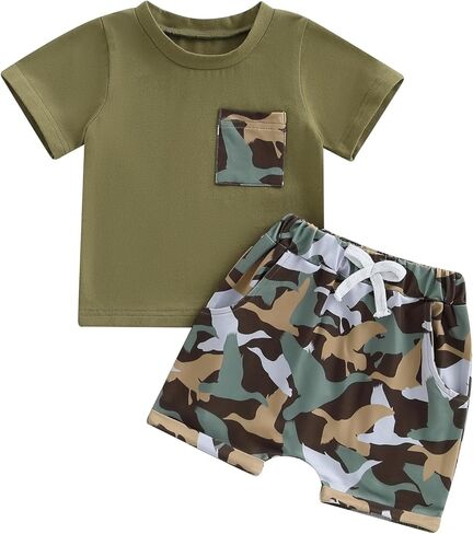 Toddler Baby Boy Hunting Outfits Duck Jungle Camo Short Sleeve T Shirt Shorts Set Casual Summer Clothes 2Pcs in Saudi Arabia