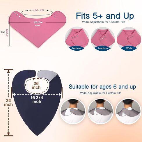 Adult Drool Bib for Special Needs, 3 Pk Soft Absorbent Large Bandana Bibs Set for Kids 4+, Men Women, Teens & Adults in Kuwait