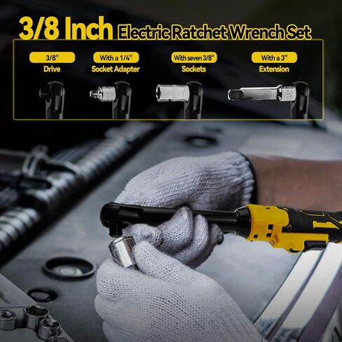 3/8 "مفتاح ريشات مسجل مسلسل مع بندقية LED LED Impact ، وجع 600 دورة في الدقيقة ، مع 8 مآخذ ، محول 1/4" و 3 "شريط تمديد (أداة فقط) (ملائمة لبطارية De-Walt 20V) in Kuwait