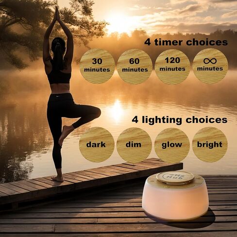 Solfeggio Hertz Frequency & White Noise Portable Sound Machine. Meditation/Sleeping/Yoga/Study/Baby/Adult/Office/Relaxing. 15 Calming Sounds. 3 Timers. 3 Lights. (Light Grain, Standard) in Kuwait