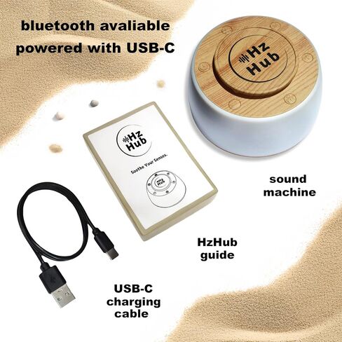Solfeggio Hertz Frequency & White Noise Portable Sound Machine. Meditation/Sleeping/Yoga/Study/Baby/Adult/Office/Relaxing. 15 Calming Sounds. 3 Timers. 3 Lights. (Light Grain, Standard) in Kuwait
