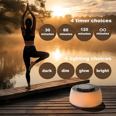 Solfeggio Hertz Frequency & White Noise Portable Sound Machine. Meditation/Sleeping/Yoga/Study/Baby/Adult/Office/Relaxing. 15 Calming Sounds. 3 Timers. 3 Lights. (Light Grain, Standard) in Kuwait