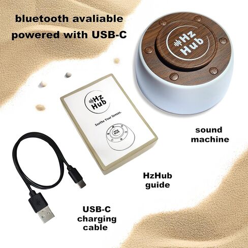 Solfeggio Hertz Frequency & White Noise Portable Sound Machine. Meditation/Sleeping/Yoga/Study/Baby/Adult/Office/Relaxing. 15 Calming Sounds. 3 Timers. 3 Lights. (Light Grain, Standard) in Kuwait